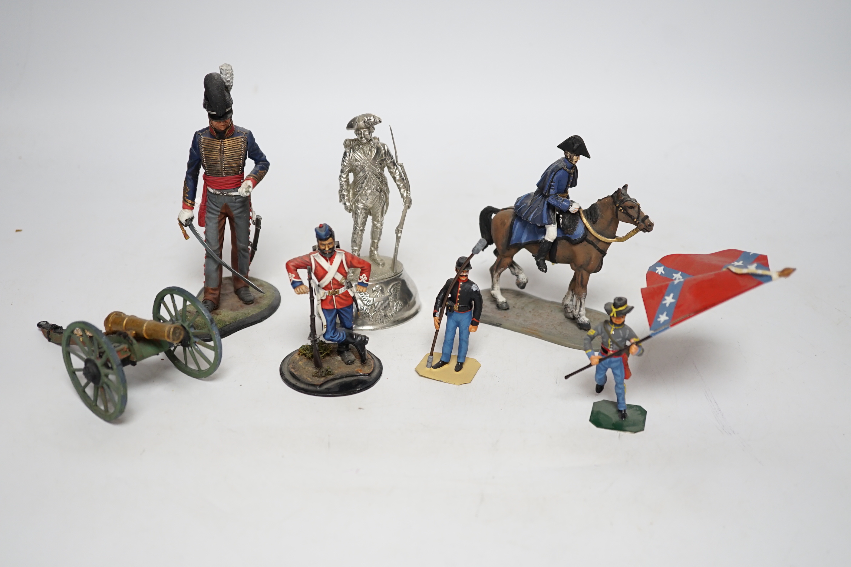 A collection of white metal soldiers, many hand painted and produced by Ken Kearsley, modelled on mostly early 19th century soldiers in a variety of scales (two boxes)